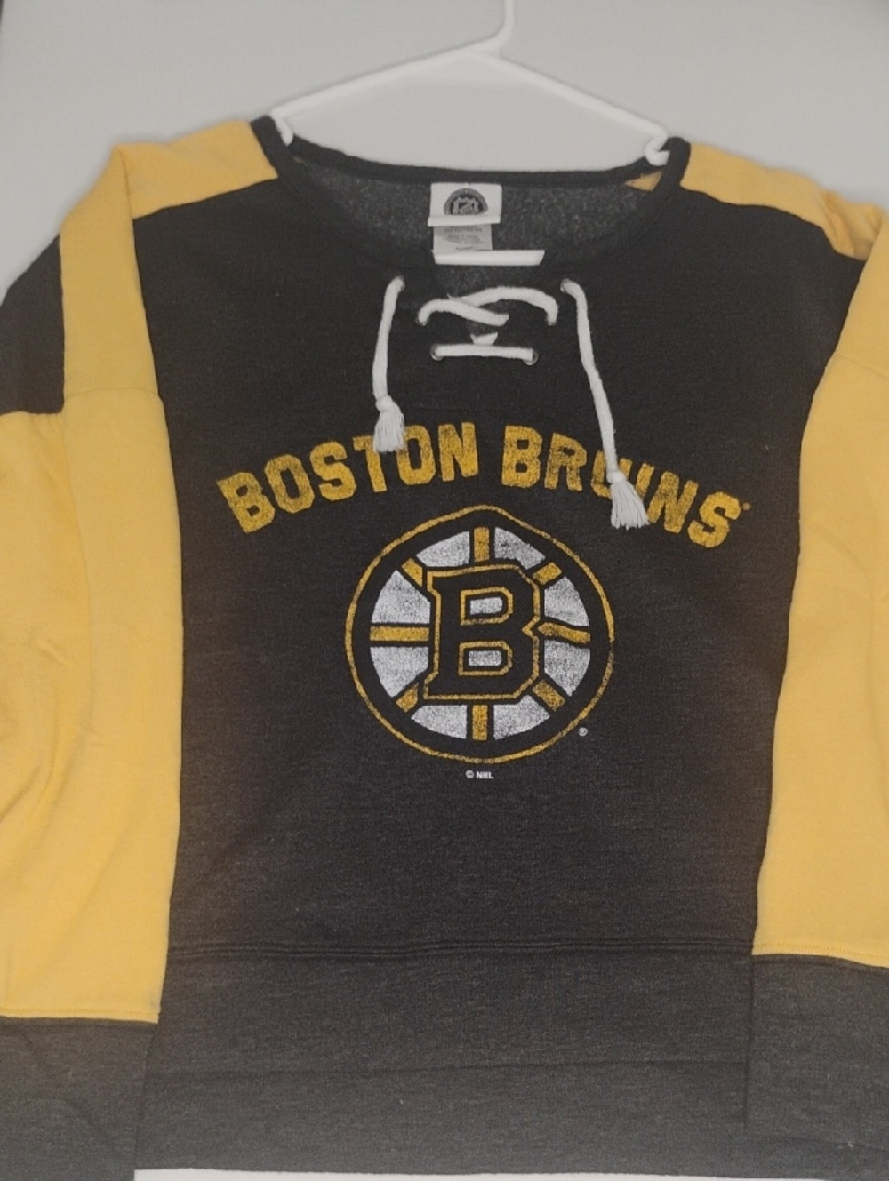 NHL Boston Bruins Lace-Up Pullover in Black and Yellow